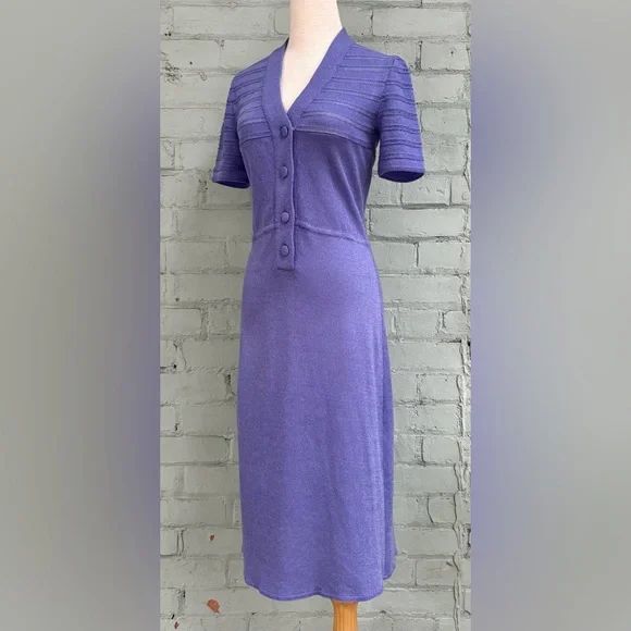 Vintage 70s Purple Knit Dress - Picture 4 of 10